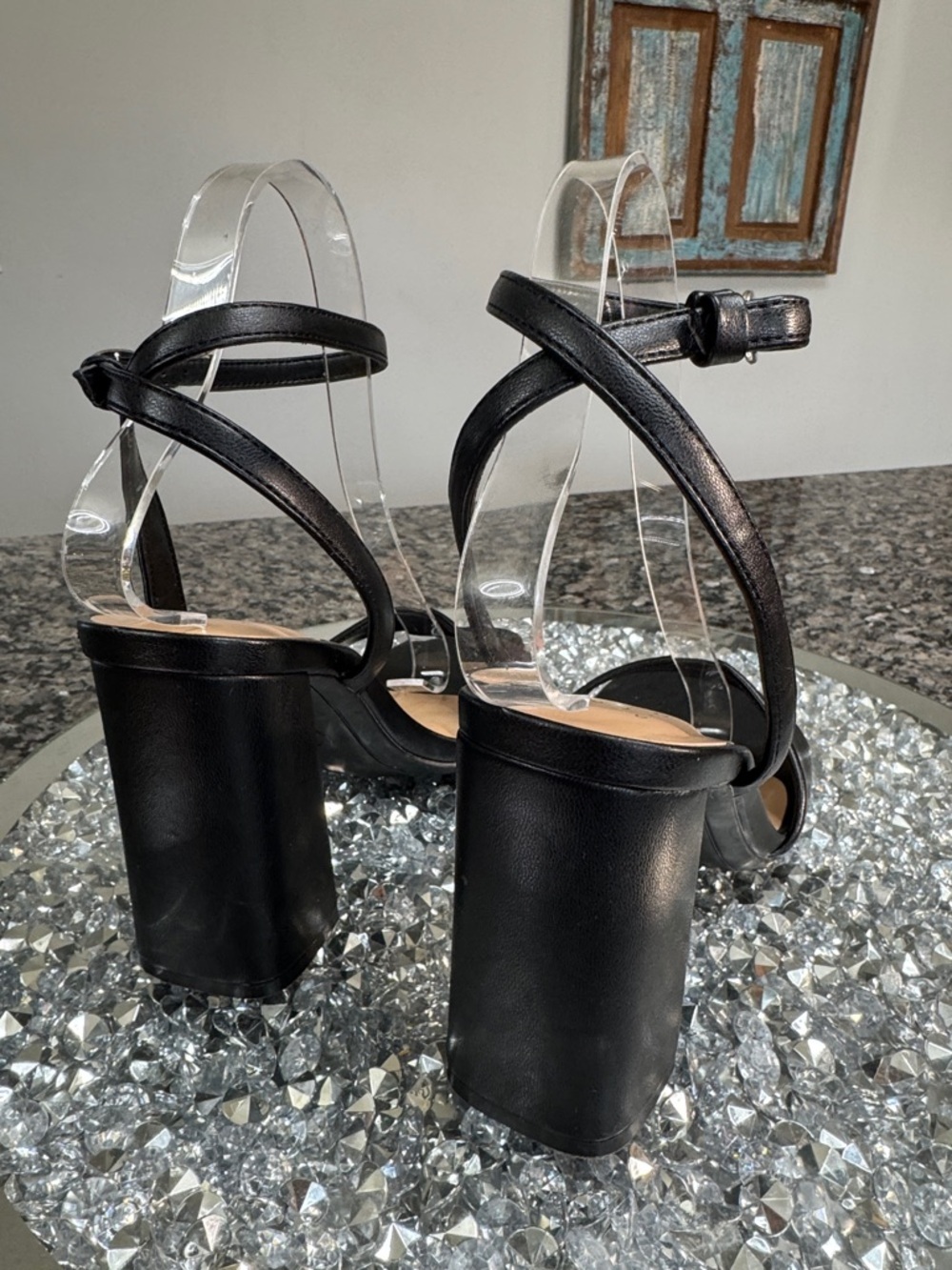 a new day Black Block Heel Strappy Sandals EUC 7 - Picture 6 of 13